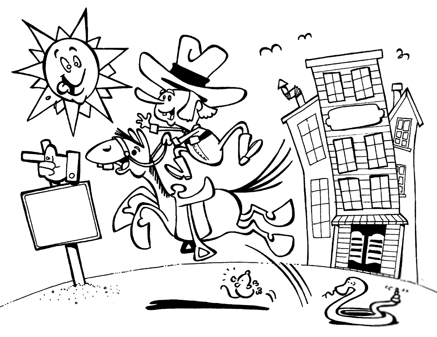 Cartoon Cowboy on Horse