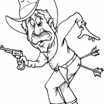 Kowboj z dwiema strzałami w tyłku