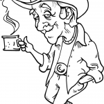 Kowboj trzymający kubek gorącej kawy