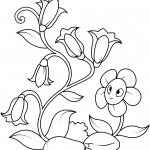 Bellflowers and Funny Flower Character