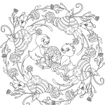 Easter Mandala with Chickens and Eggs