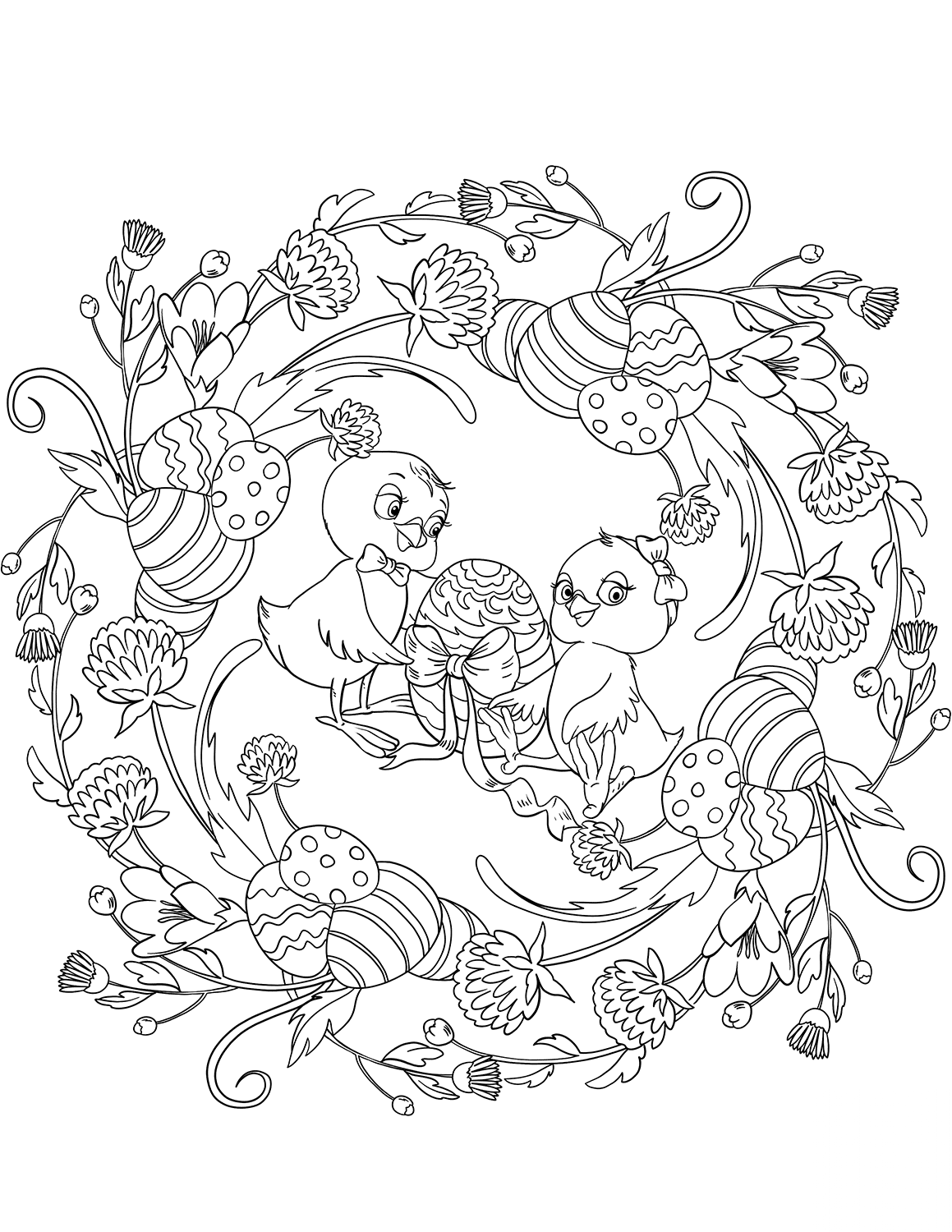 Easter Mandala with Chickens and Eggs