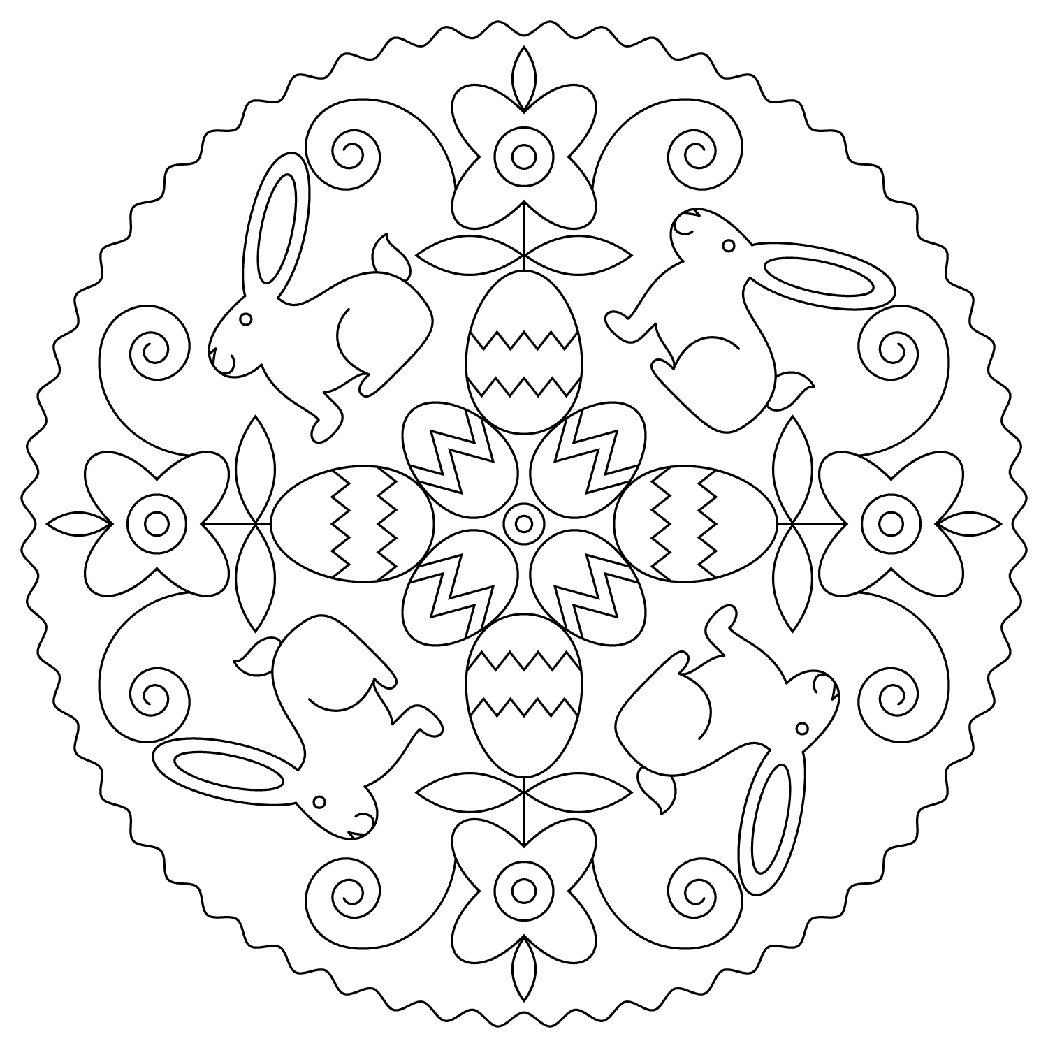 Easter Mandala with Bunny and Eggs