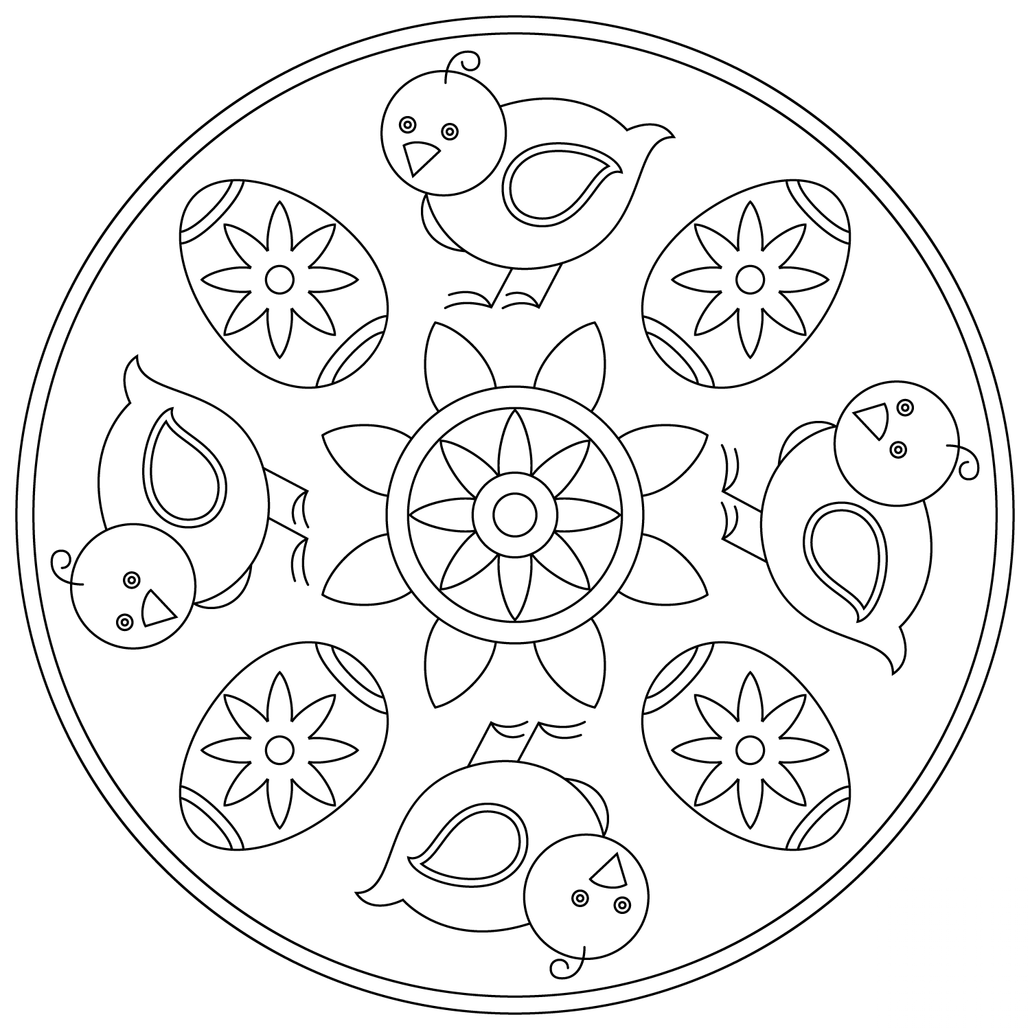 Easter Mandala with Chick and Egg