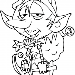 Cartoon Elf Carrying Santa Bag