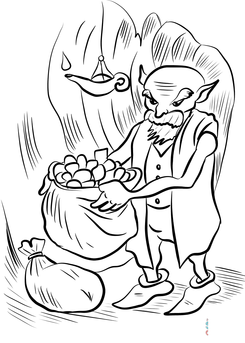 Old Gnome Collecting Gold