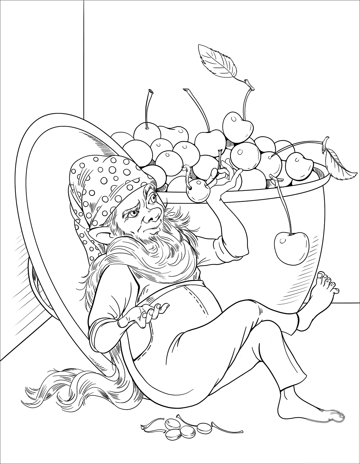 Gnome Eating Cherries