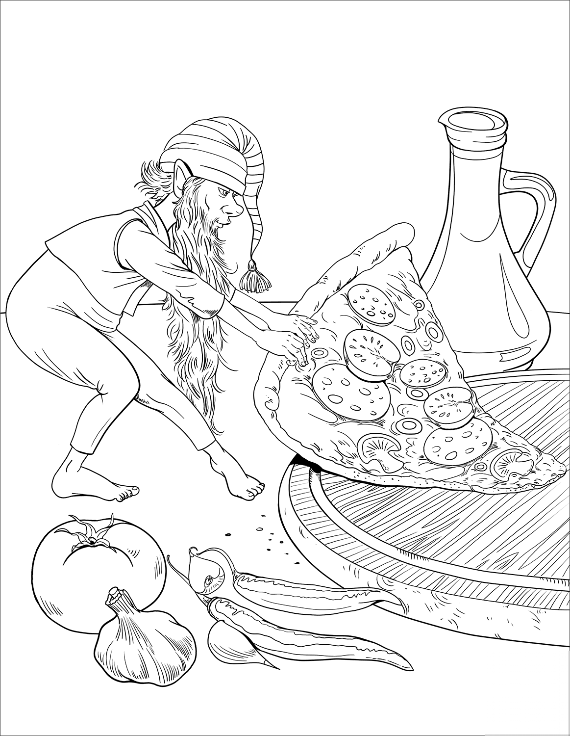 Gnome is Dragging a Slice of Pizza