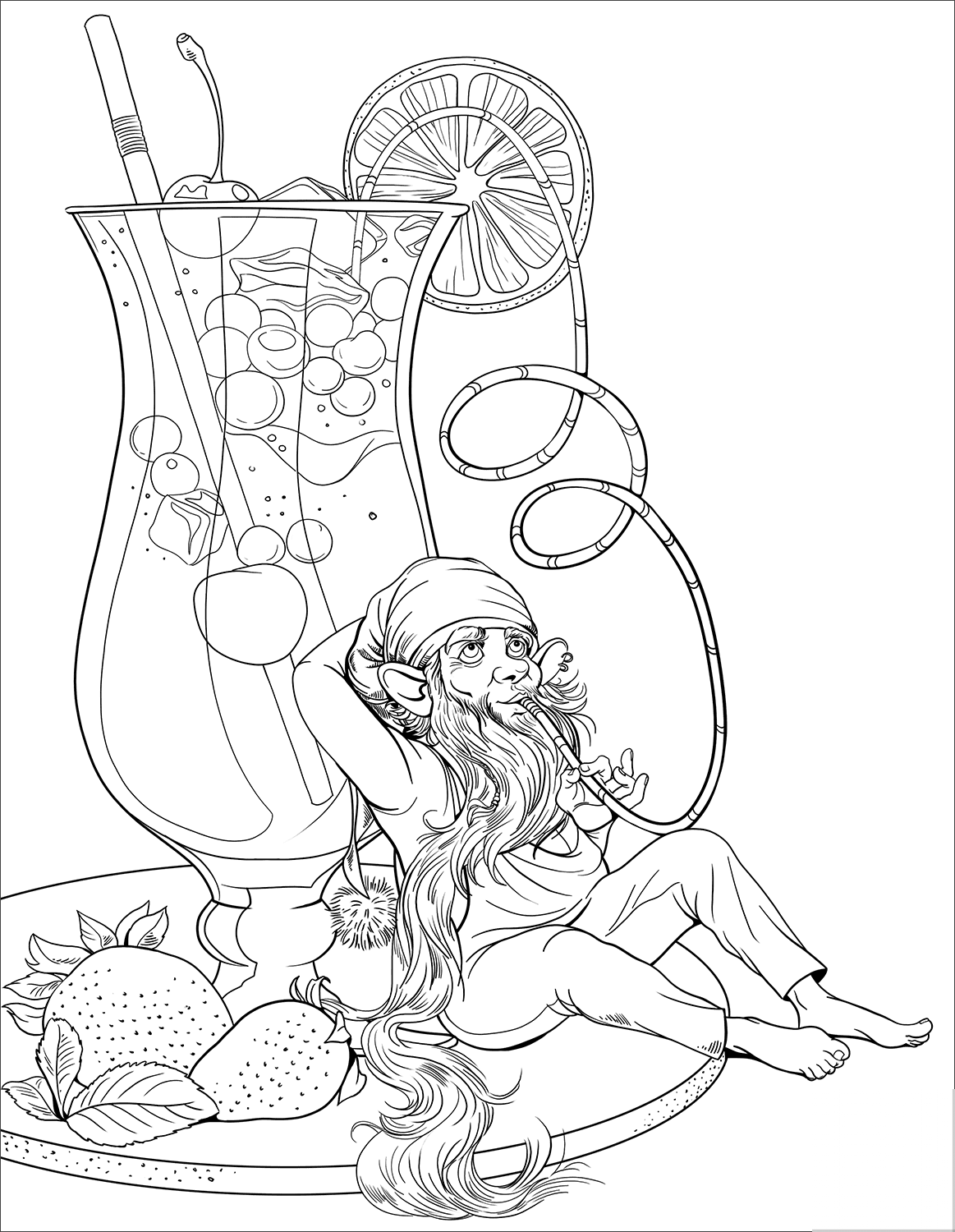 Gnome is Drinking a Cocktail