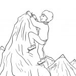 Boy Climbing on a Mountain Summit