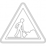 "Roadworks Ahead" Sign in France