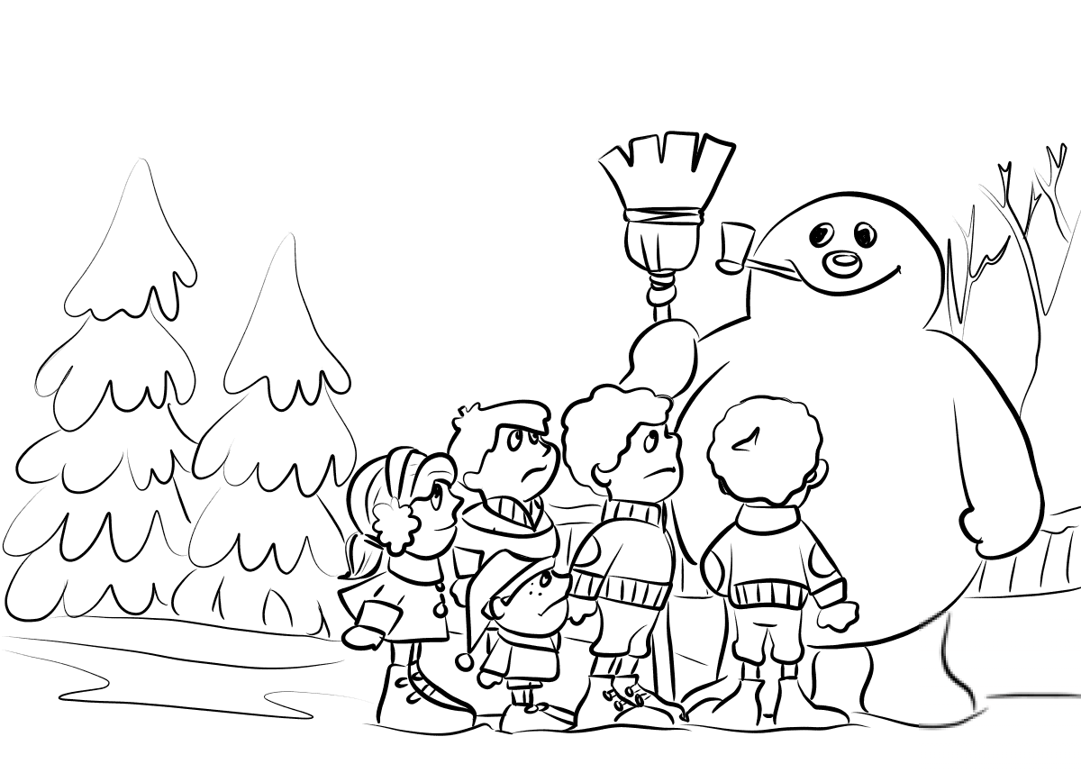 Children Build a Snowman