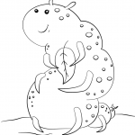 Cute Cartoon Caterpillar Holding a...
