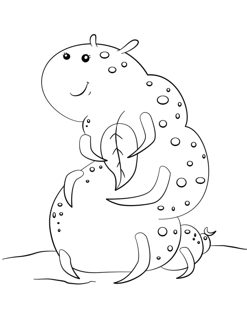 Cute Cartoon Caterpillar Holding a...