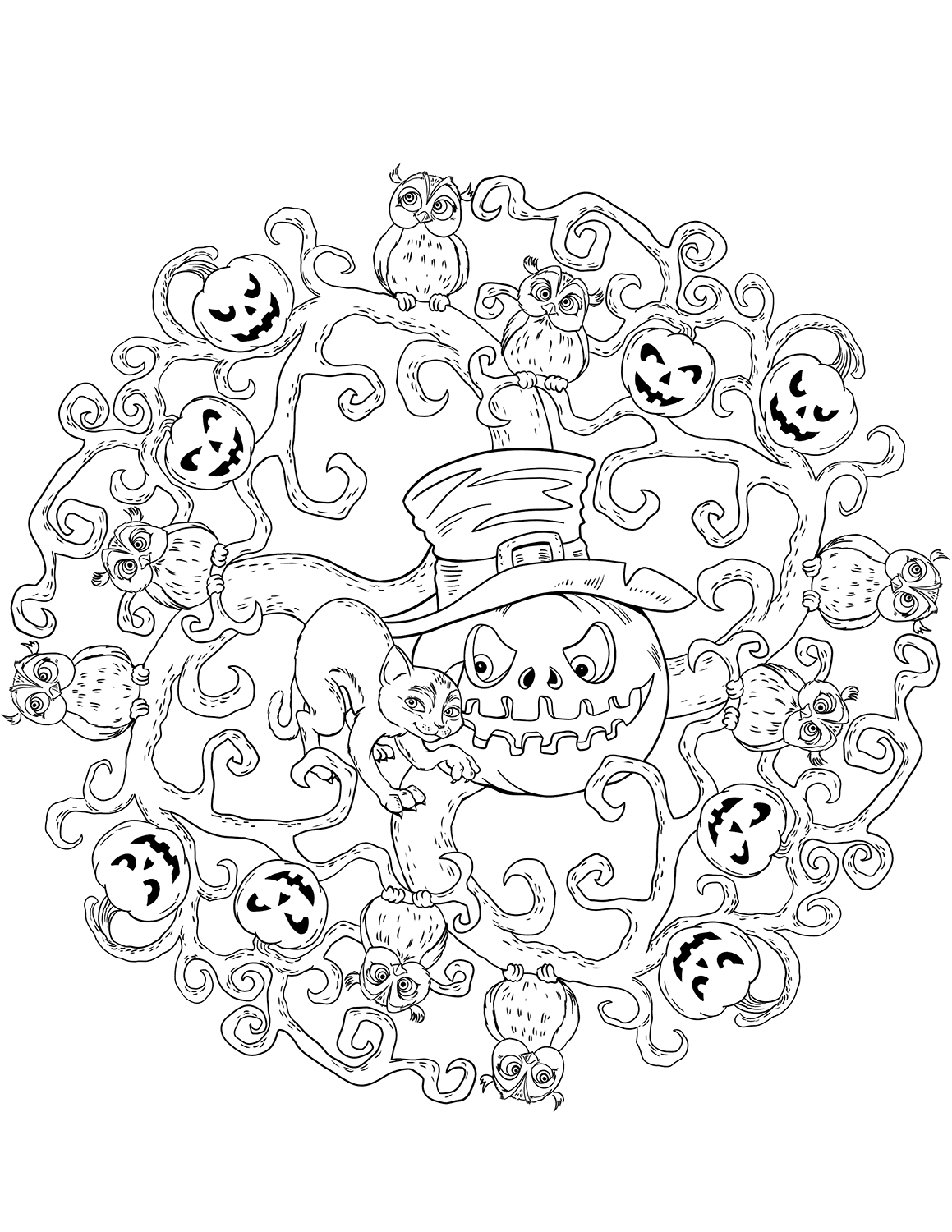 Halloween Mandala with Jack-o'...