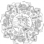 Halloween Mandala with a Witch in...