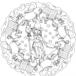 Halloween Mandala with a Cute Witch...