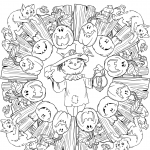 Halloween Mandala with Scarecrow,...
