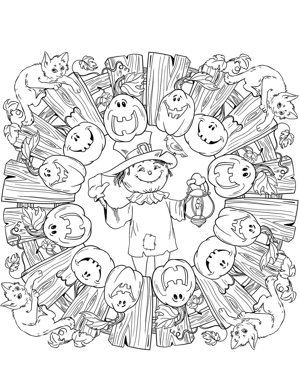 Halloween Mandala with Scarecrow,...