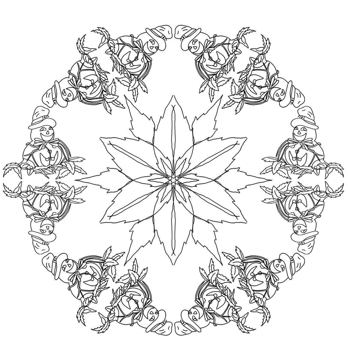 Halloween Mandala with Pumpkins