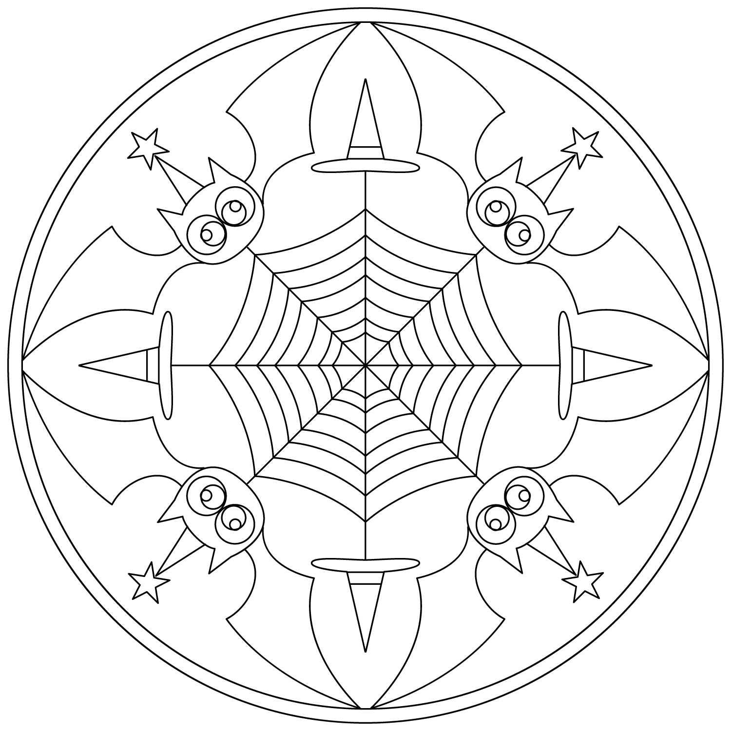 Halloween Mandala with Bats