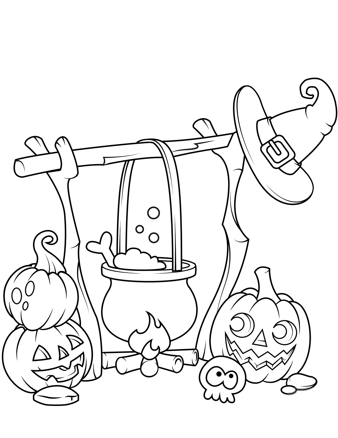 Jack O'Lanterns and a Boiling Cauldron