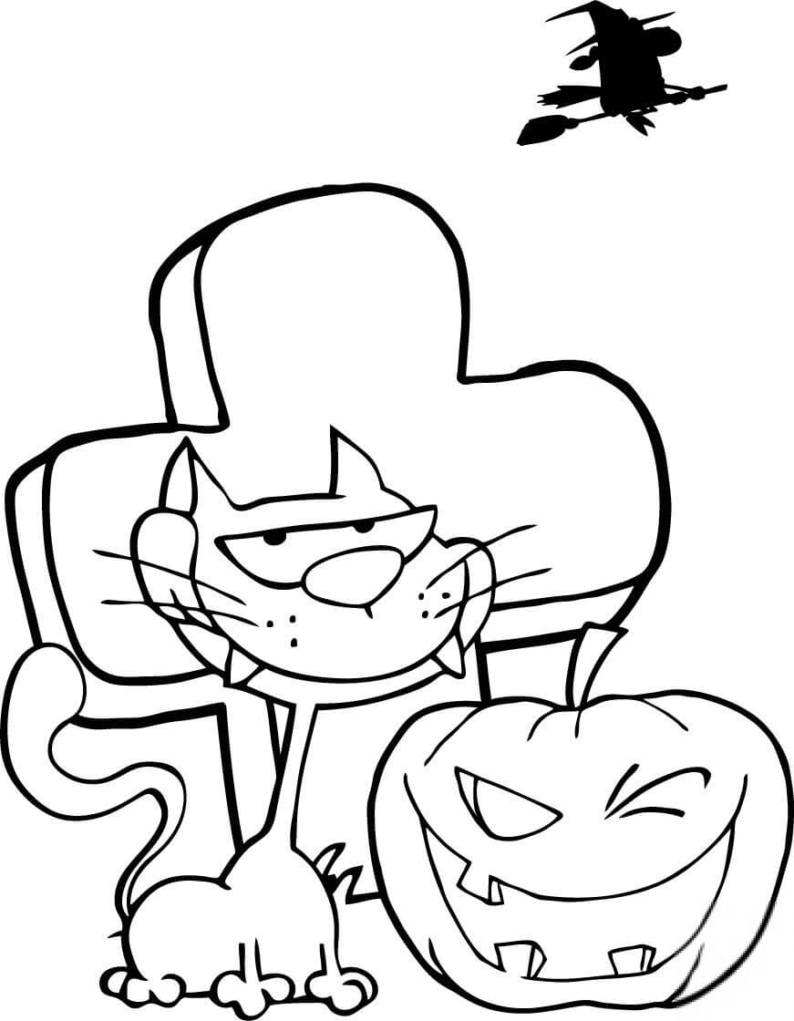 Czarny kot i dynia Halloweenowa...