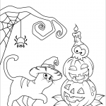 Halloween Cat and Jack O'Lantern