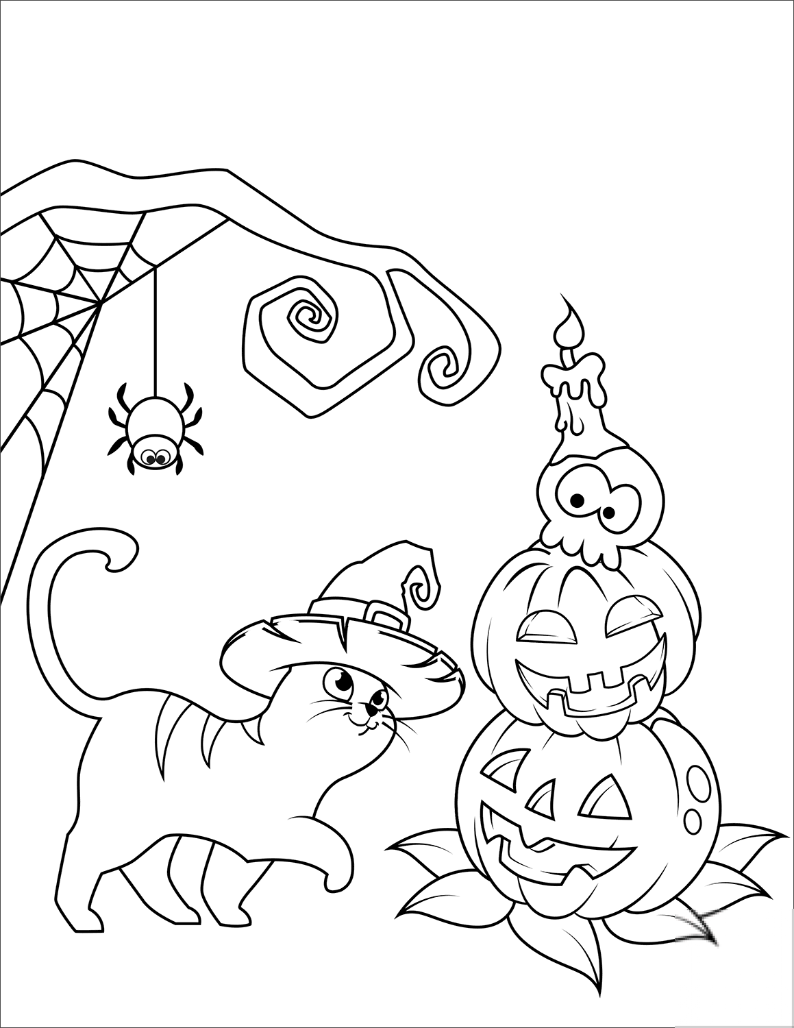Halloween Cat and Jack O'Lantern