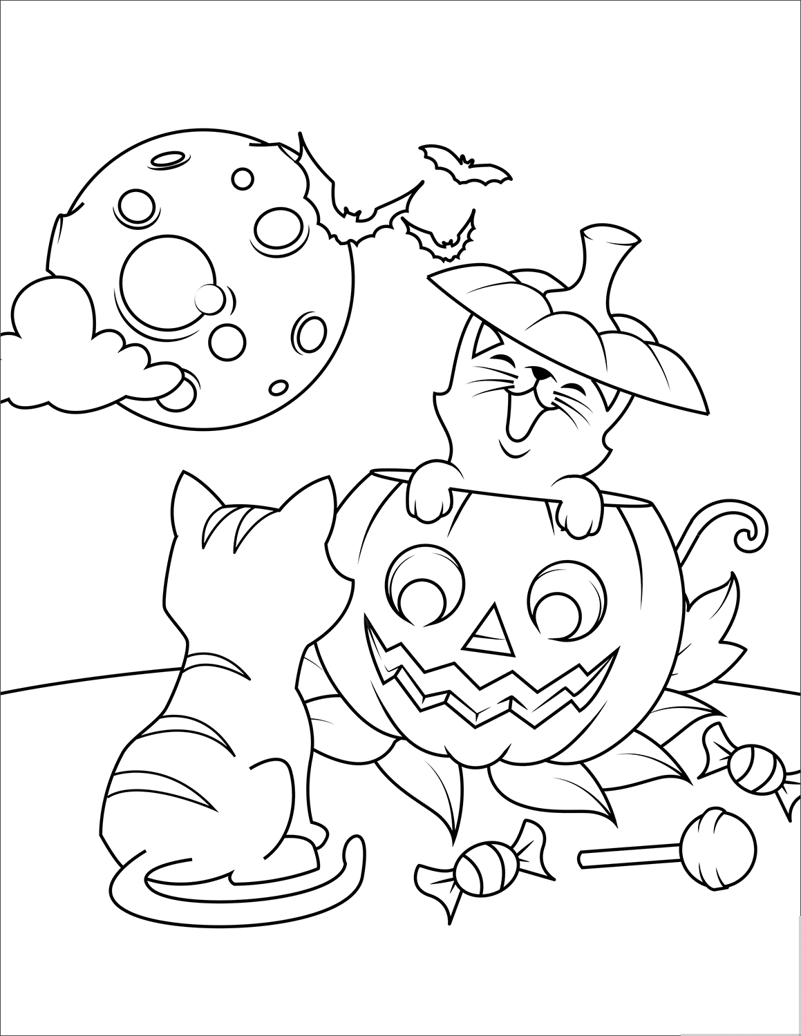 Halloween Cats and Jack O'Lantern