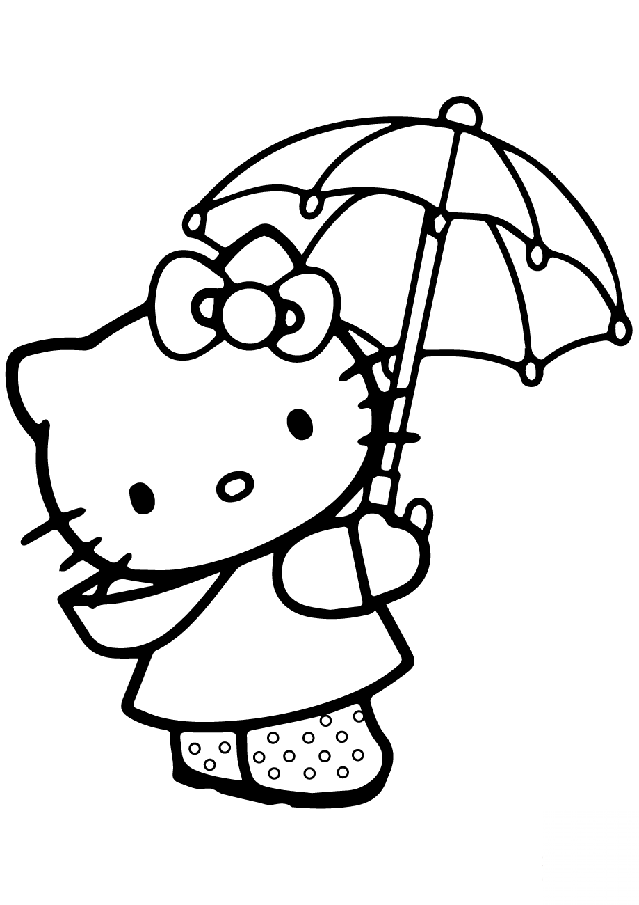 Lovely Hello Kitty Under the Umbrella