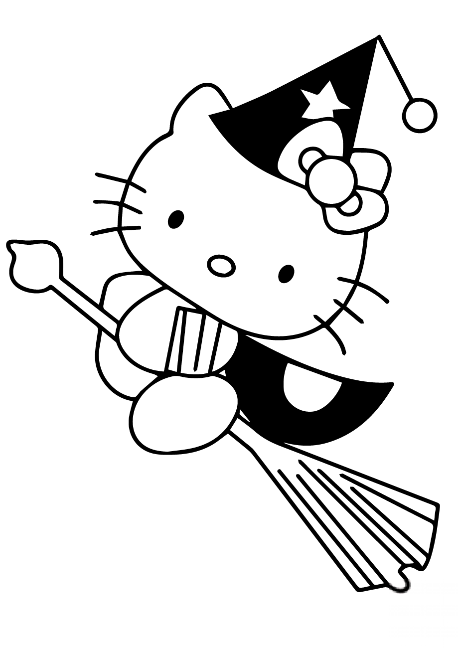 Hello Kitty Flying on Broom