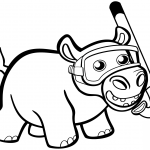 Cute Baby Hippo with Snorkel