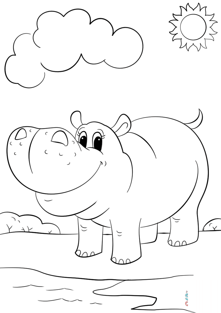 Cute Cartoon Hippo