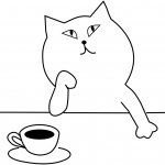 Cat is drinking a tea and thinking...
