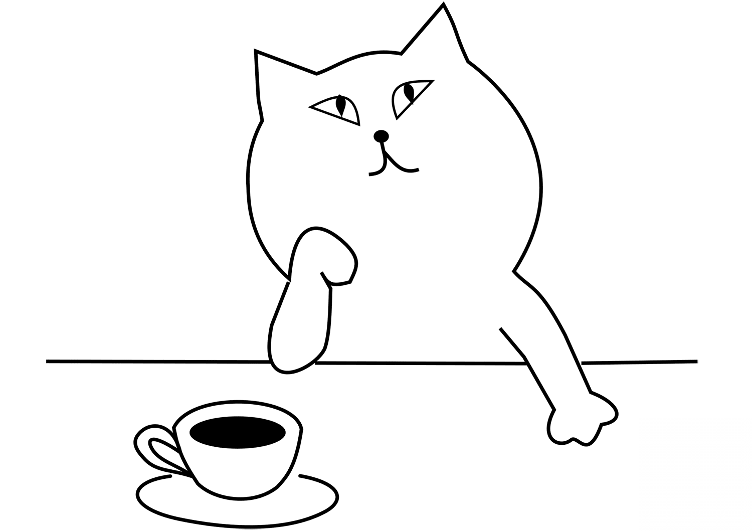 Cat is drinking a tea and thinking...