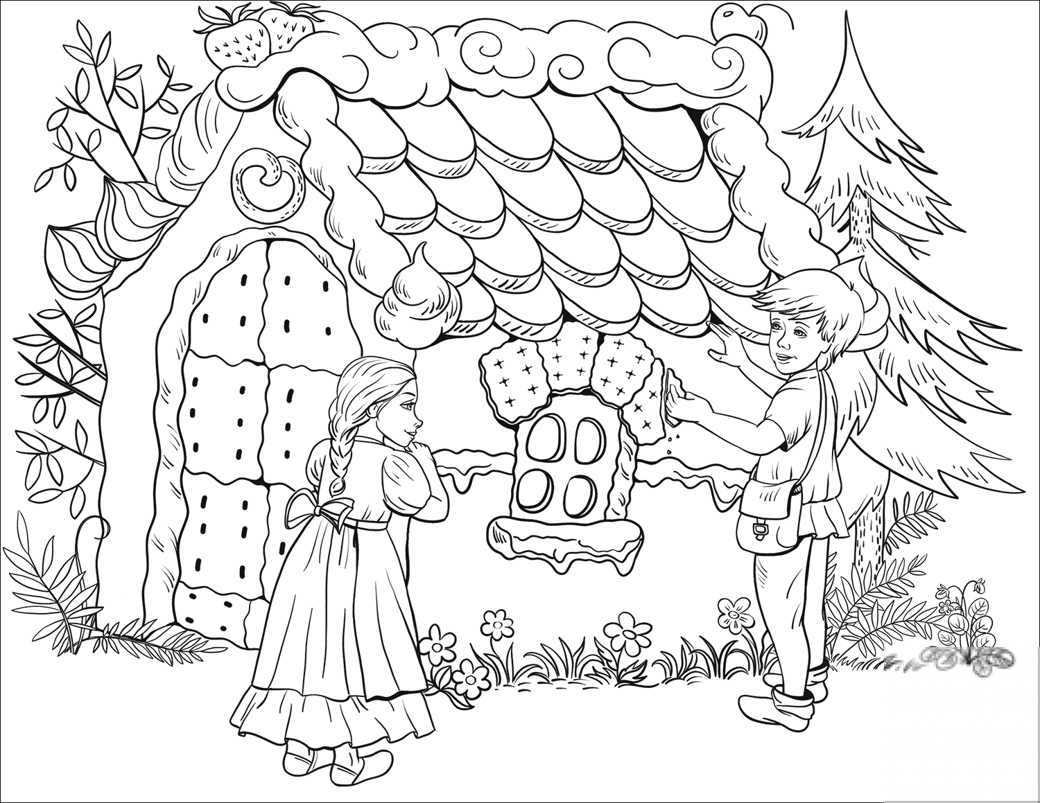 Hansel Tastes a Bit of the Roof of...