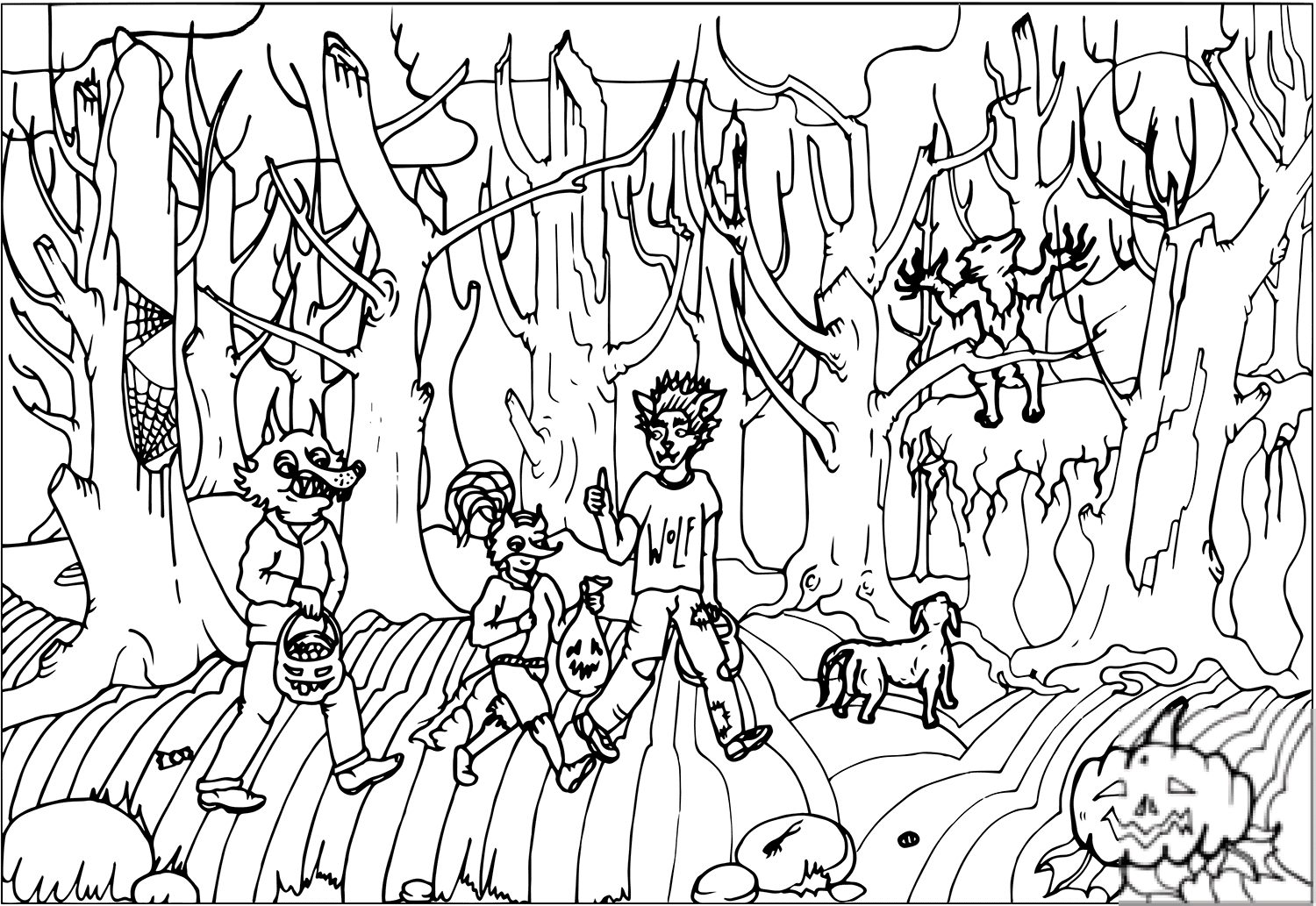 Halloween Wolves and Werewolf in a...