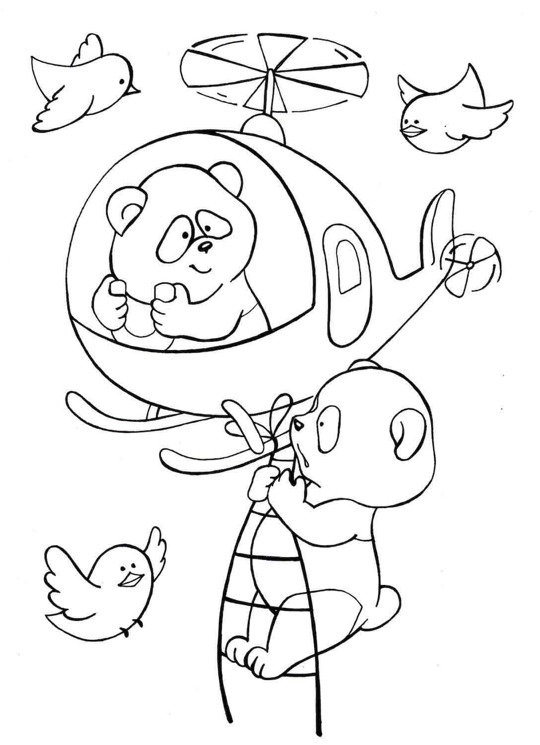 Two Pandas Fly a Helicopter with...