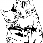 Two Cats Reading a Book