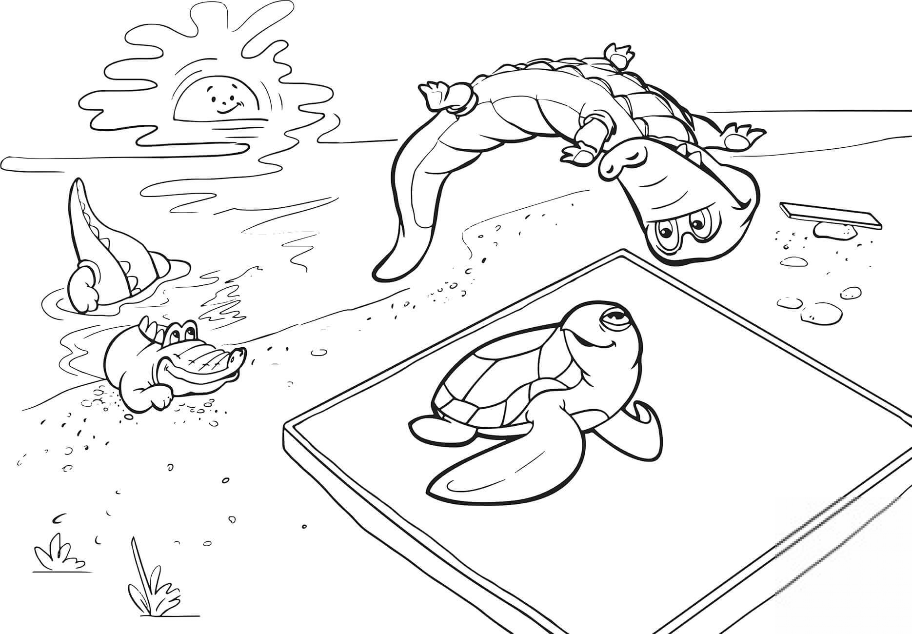 Crocodile and Turtle are Trampolining