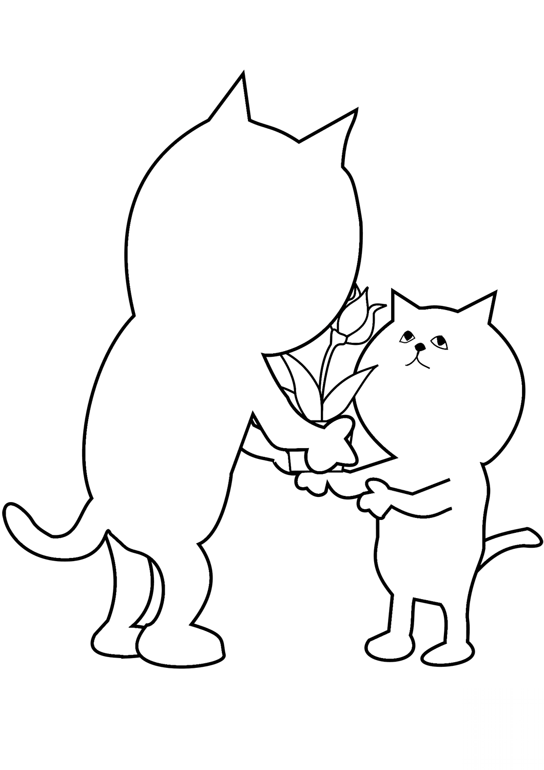 Cat Giving Flower to Other Cat