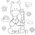 Baby Giraffe is Playing with Cubes