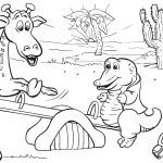 Giraffe and Crocodile on the...