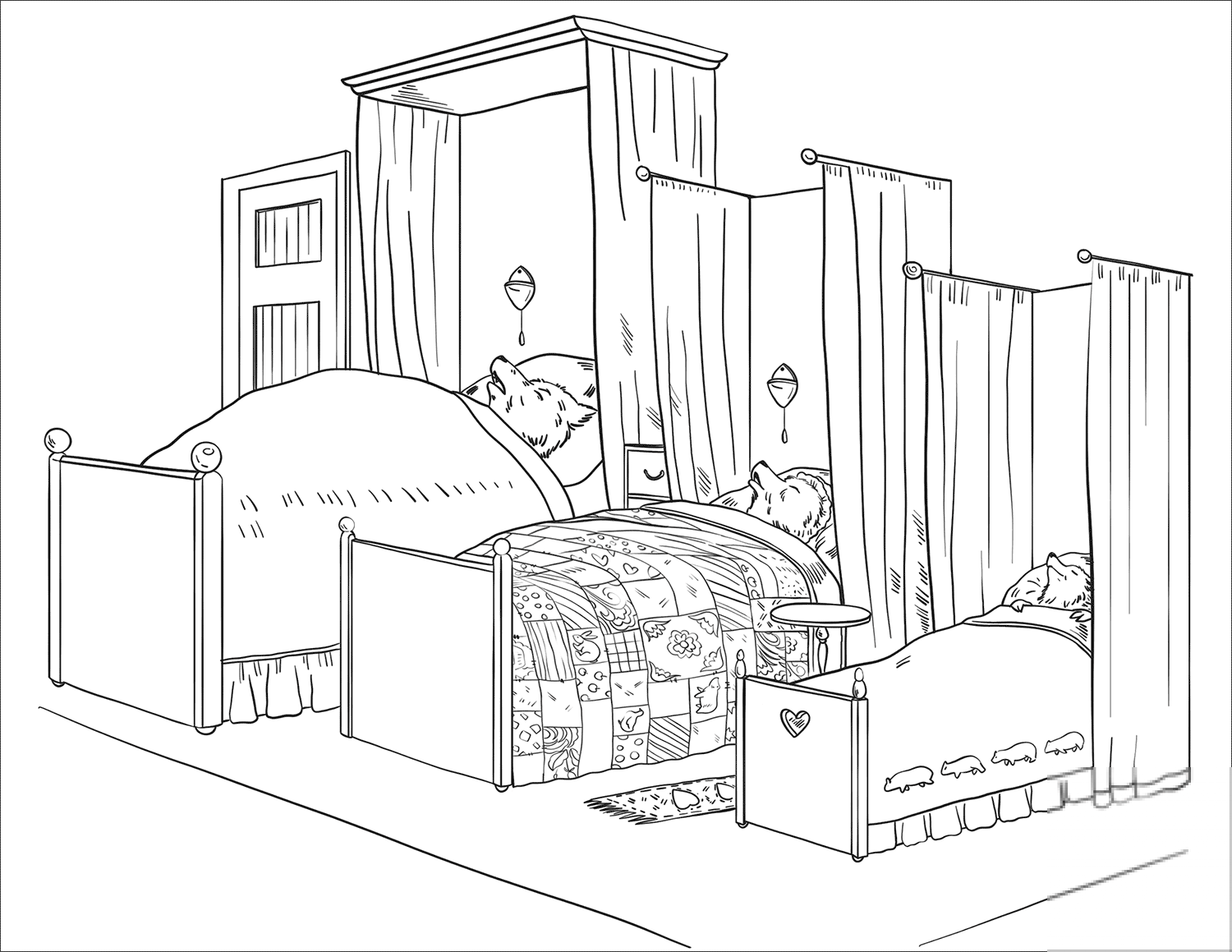 Three Bears Sleep in Their Beds