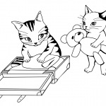 Cats Packing Suitcase for Travel