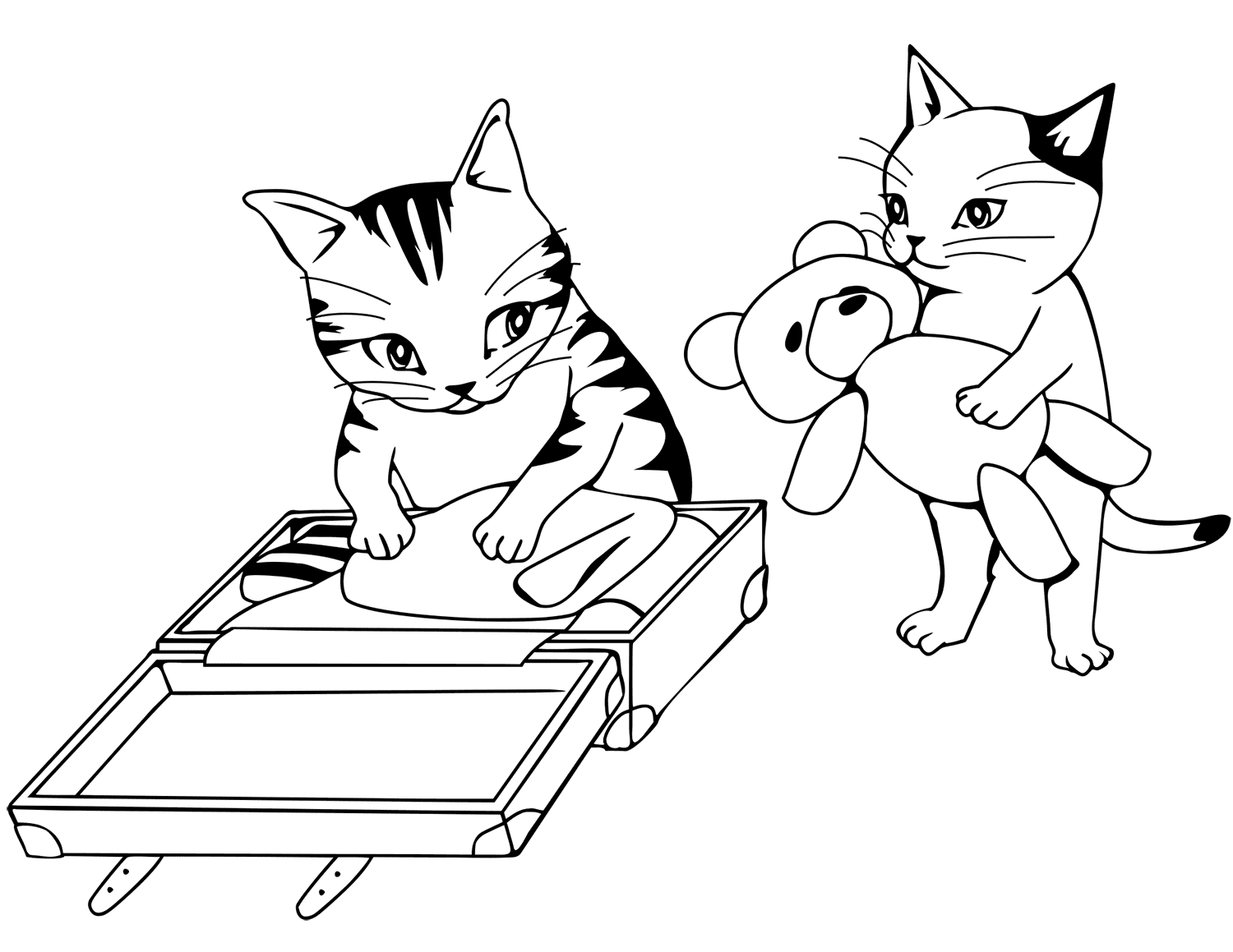 Cats Packing Suitcase for Travel