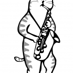 Cat Playing a Saxophone