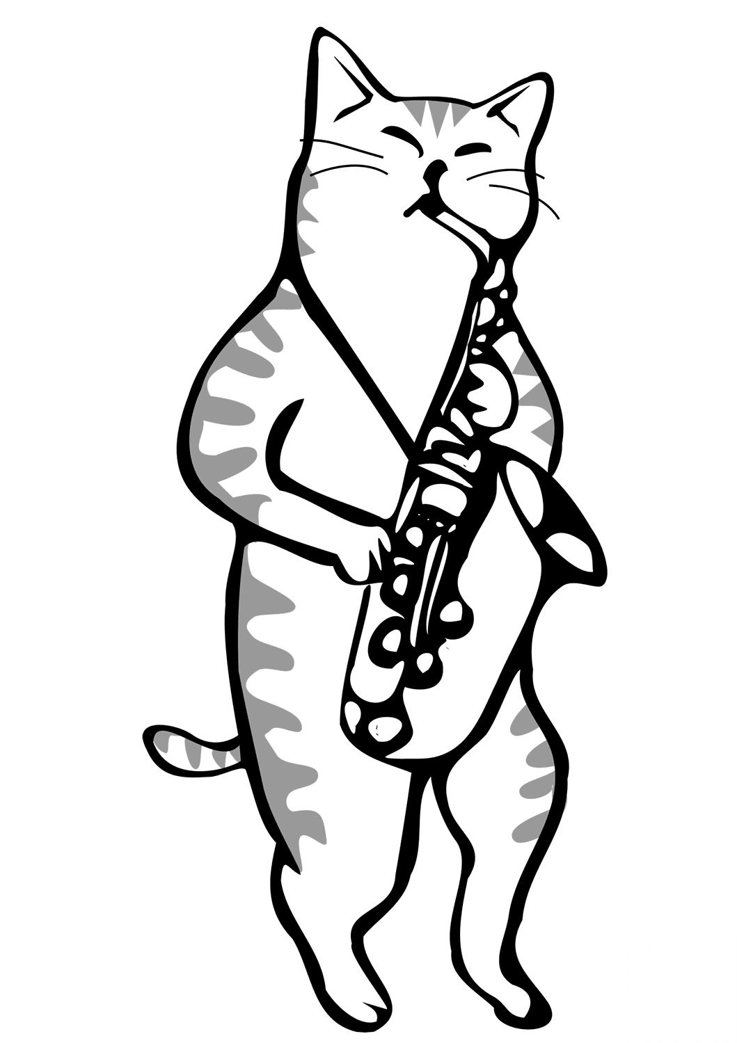 Cat Playing a Saxophone
