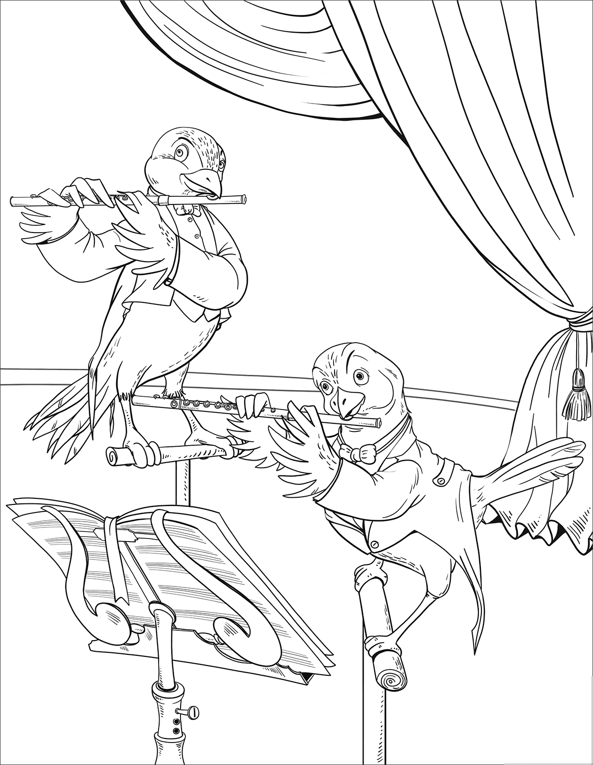 Birds Playing the Flute